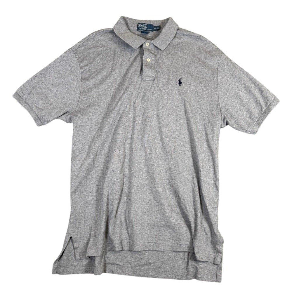Polo Ralph Lauren Mens XL Short Sleeve Cotton Polo Shirt Heather Gray Navy Pony